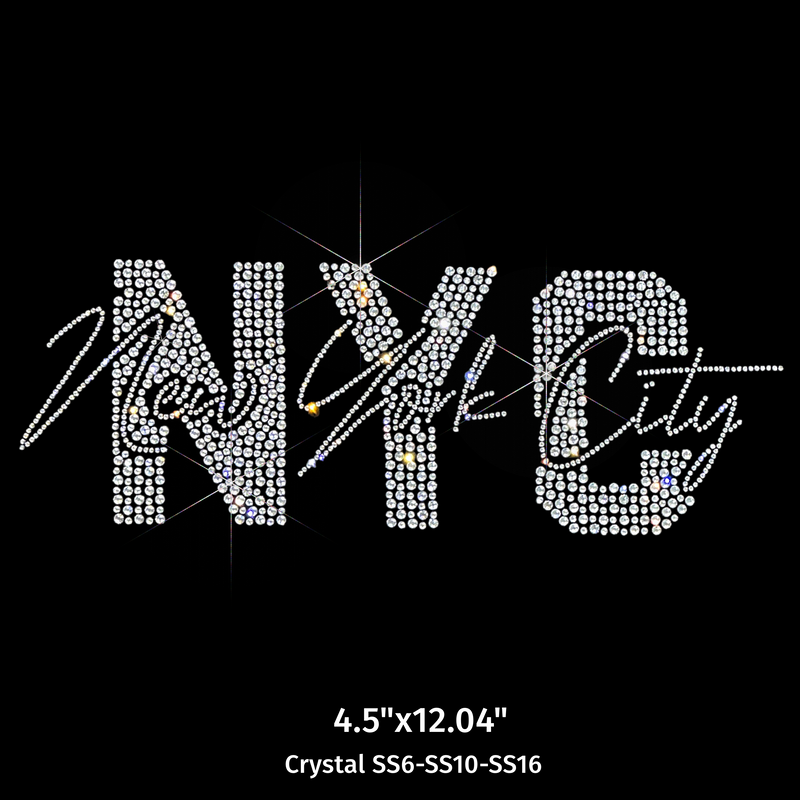 24017 NY City Text Multisize Rhinestones (Ready in 3 days)