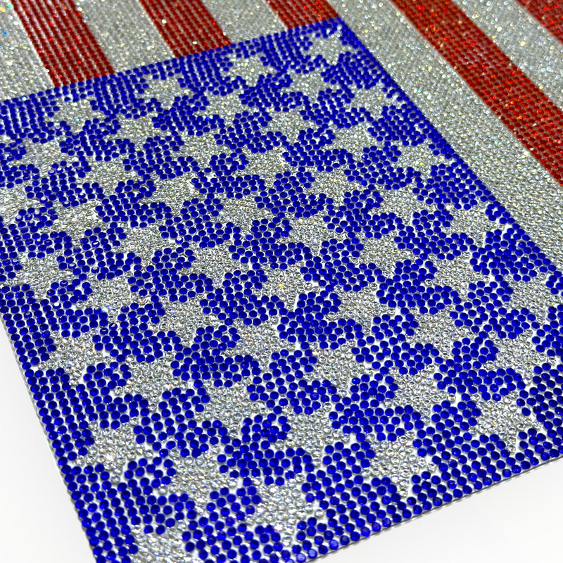 American Flag  Hotfix Rhinestone Mesh