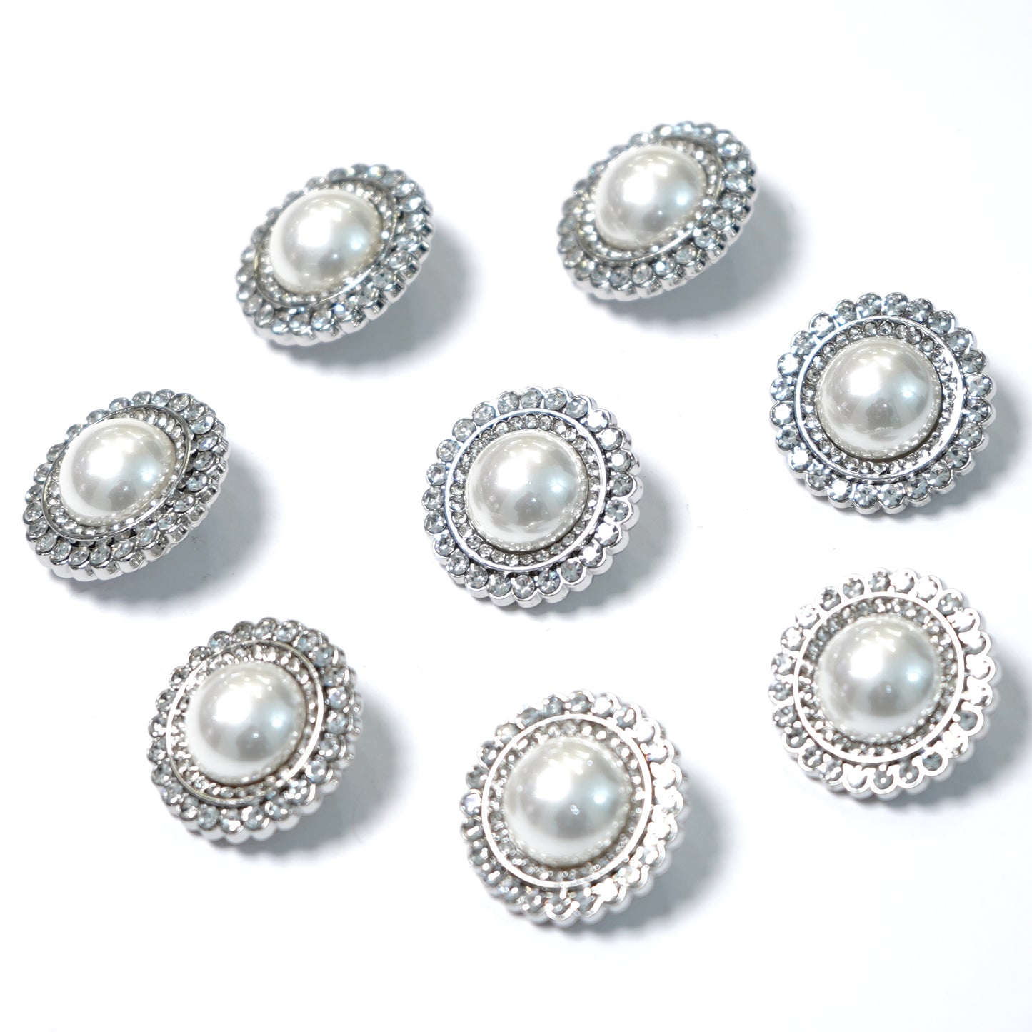 Rhinestone Pearl Button 21.67mm x 21.67mm 204-16