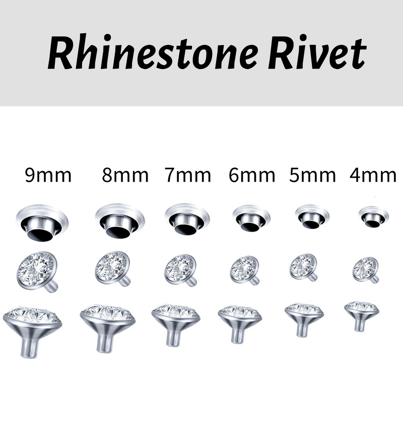 Rhinestone Rivet Silver Crystal