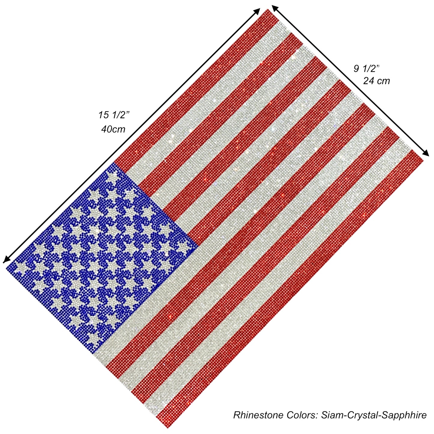 Hot-fix Rhinestone American Flag Sheet 9 1/2 in x 15 1/2 in