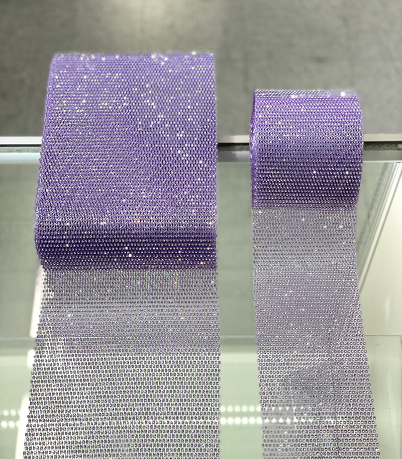 Violet / Crystal Clear Elastic Rhinestone X Fabric