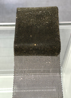 Black / Gold Hematite Elastic Rhinestone X Fabric