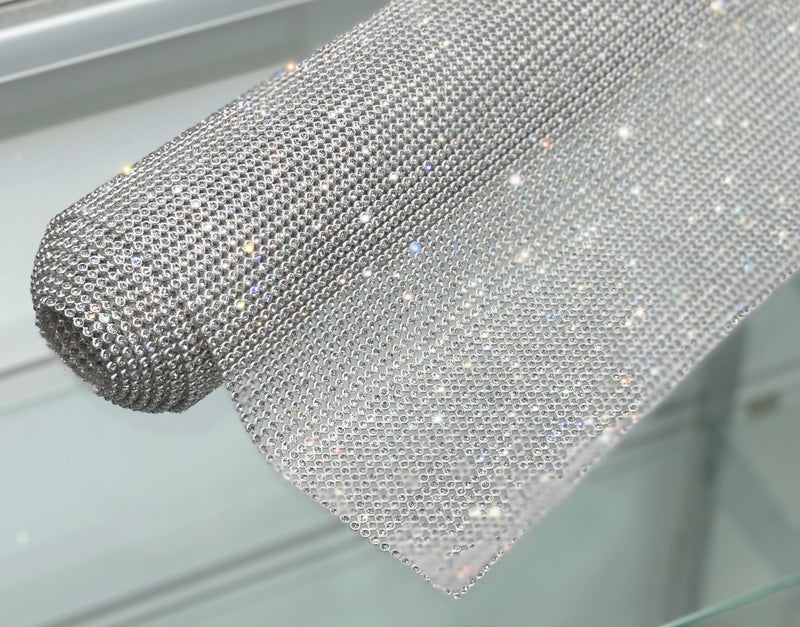 3mm Hotfix Aluminum Mesh / Silver Base / SS7.5 Rhinestone