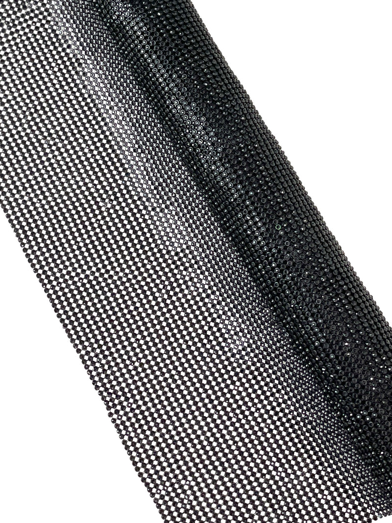 Black Rhinestone Chainmail fabric