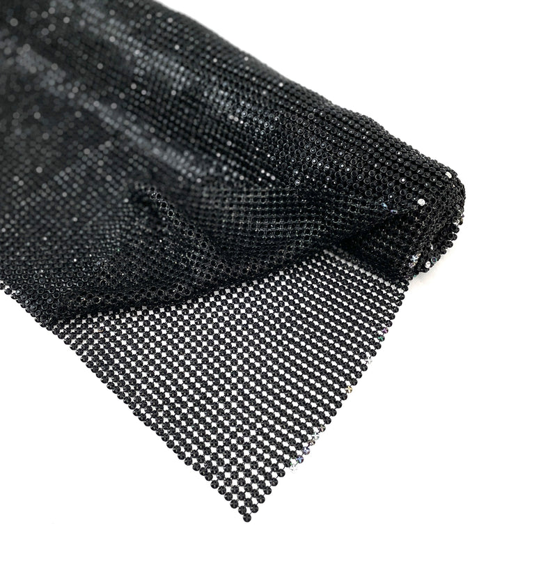 Black Rhinestone Chainmail fabric