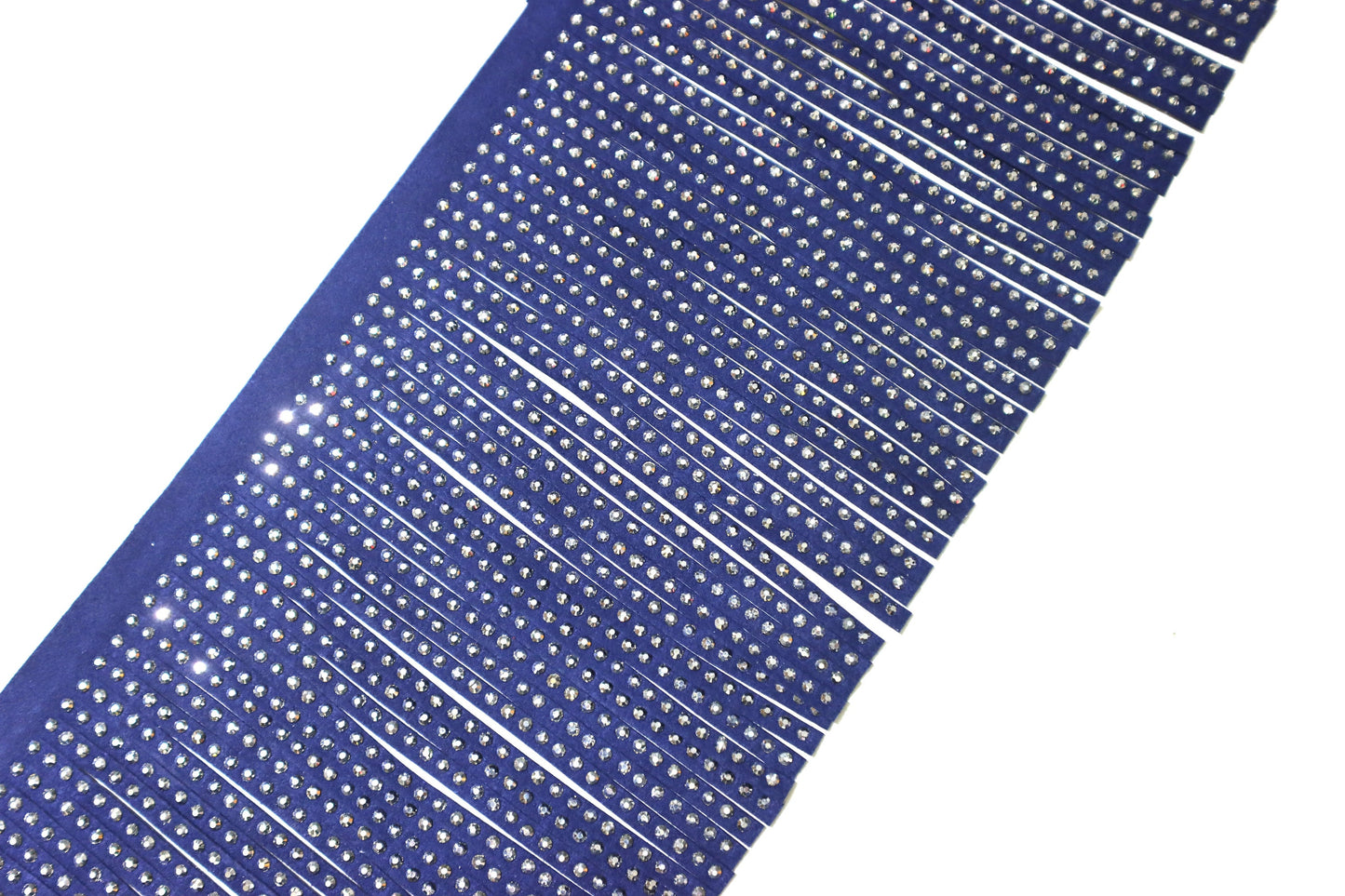 Suede Rhinestone Fringe 6 inches / Hematite - Silver Hematite crystals - Sew on DIY Jacket