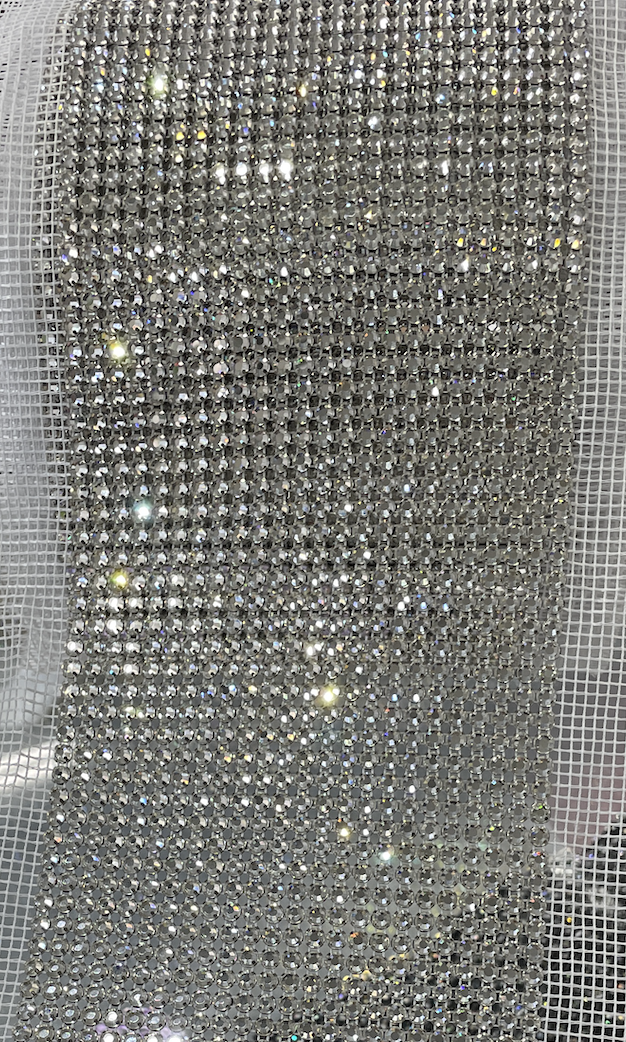 Metal Flat Back - White Mesh Crystal Clear 10 yards (1 ROLL)