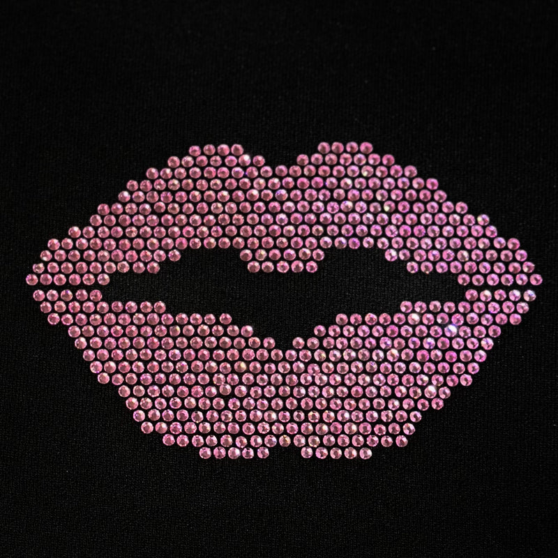 Lips iron on rhinestone patch