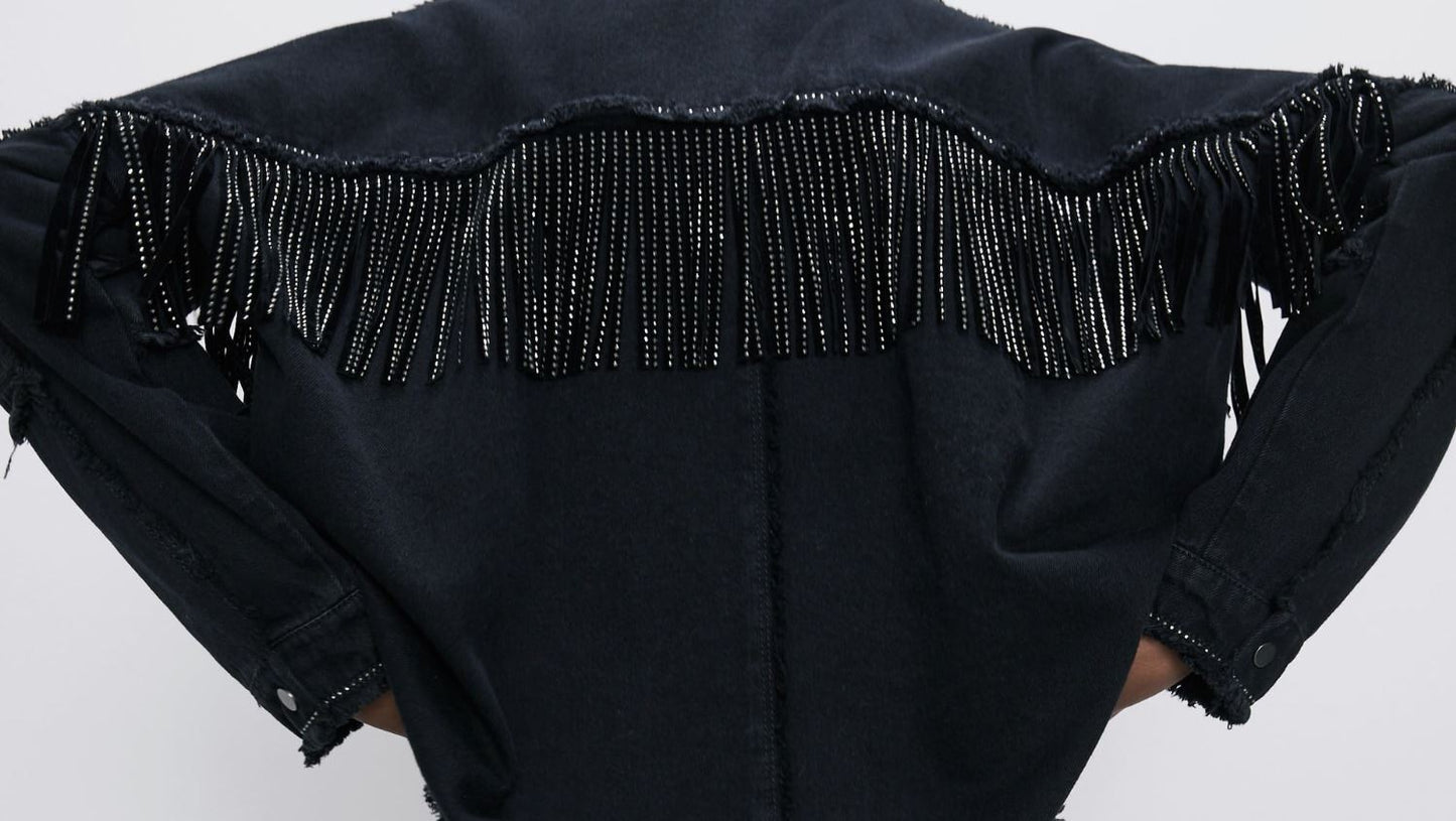 AT98 Suede Rhinestone Fringe
