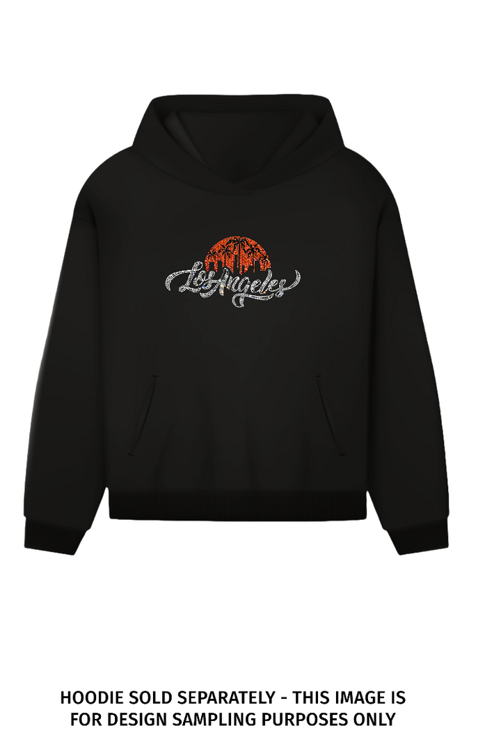 Curvy Los Angeles Rhinestone Text Design | Glamorous and