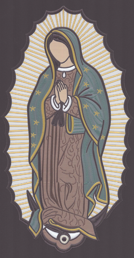 68-001- Guadalupe Embroidery-Look Heat Transfer Patch | 12.5" H