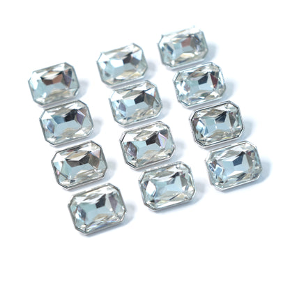 Rhinestone Rectangle Button 14.95mm x 19.92mm 204-01