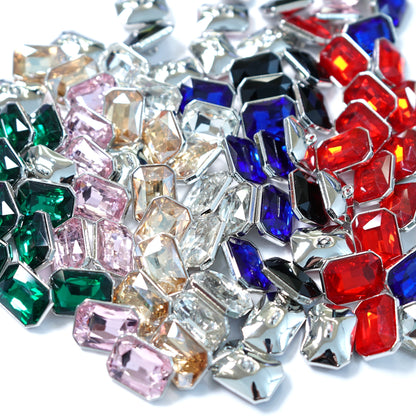 Rhinestone Rectangle Button 14.95mm x 19.92mm 204-01