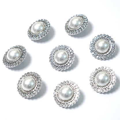 Rhinestone Pearl Button 21.67mm x 21.67mm 204-16