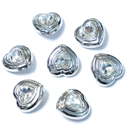 Rhinestone Metal Heart Button 22.77mm x 23mm 204-07