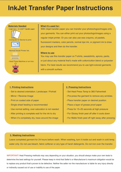 Transfer Paper / Inkjet - Dark / ID-30EP / 300 Micron