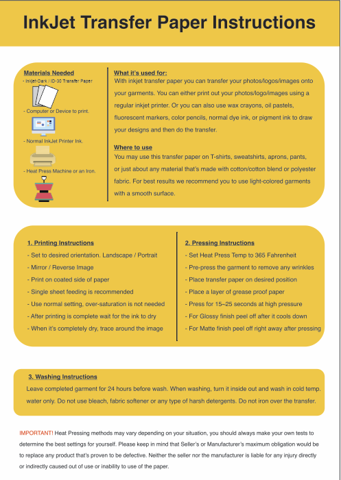 Transfer Paper / Inkjet - Dark / ID-30 / 300 Micron