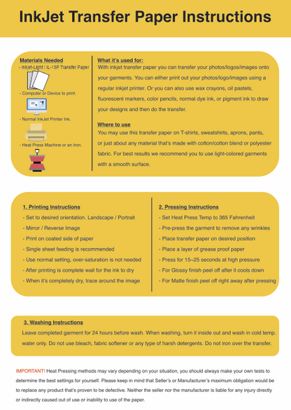 Transfer Paper / Inkjet - Light / IL-15P / 150 Micron
