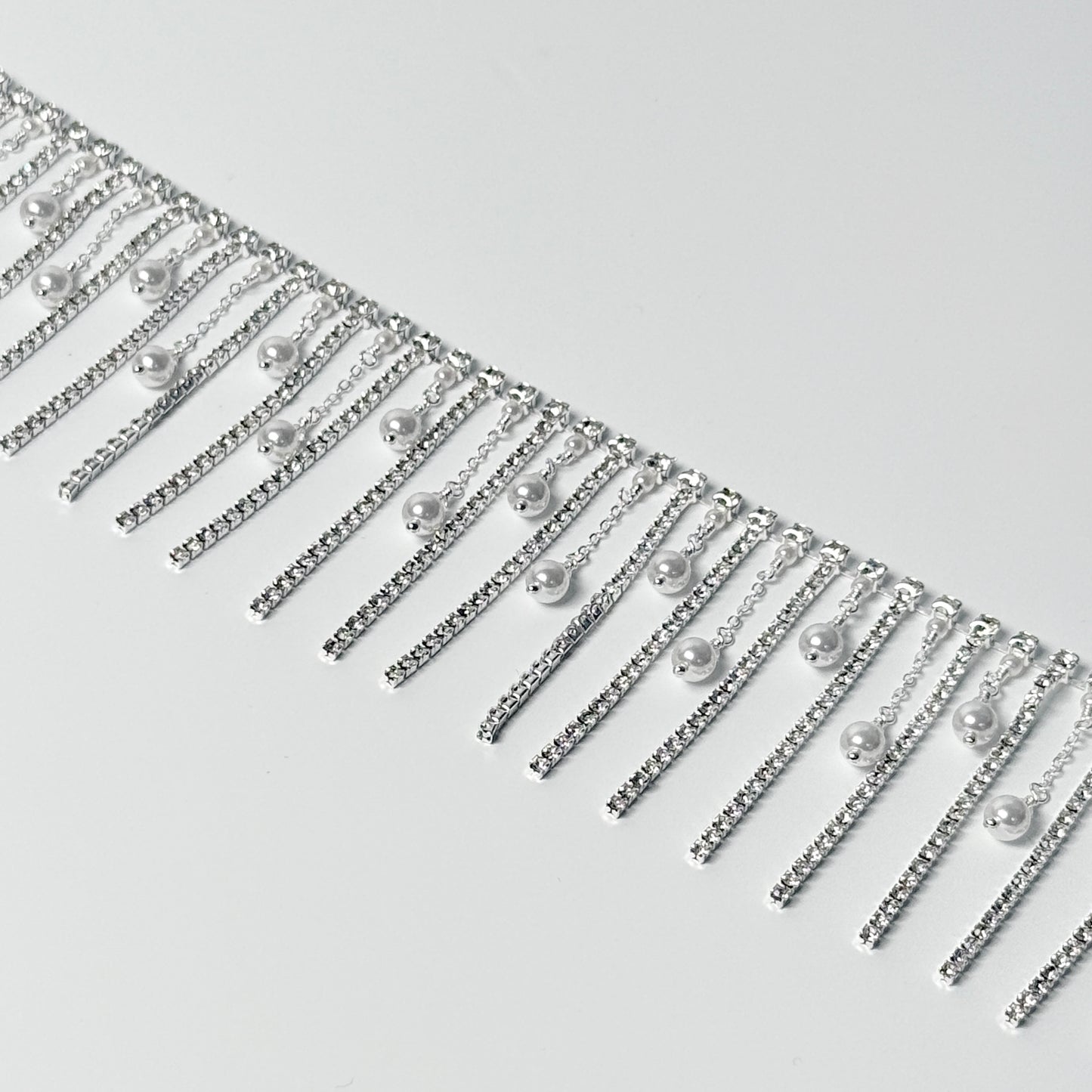 Rhinestone Pearl Fringe Trim by yard  C040-10Y