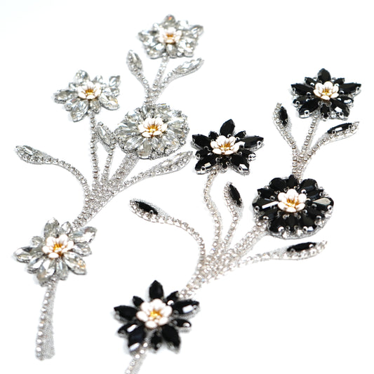 Rhinestone Flower iron on Patch  2406