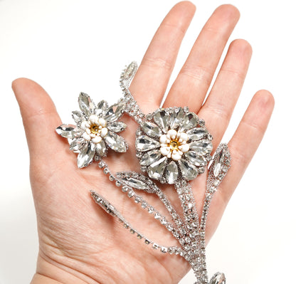 Rhinestone Flower iron on Patch  2406