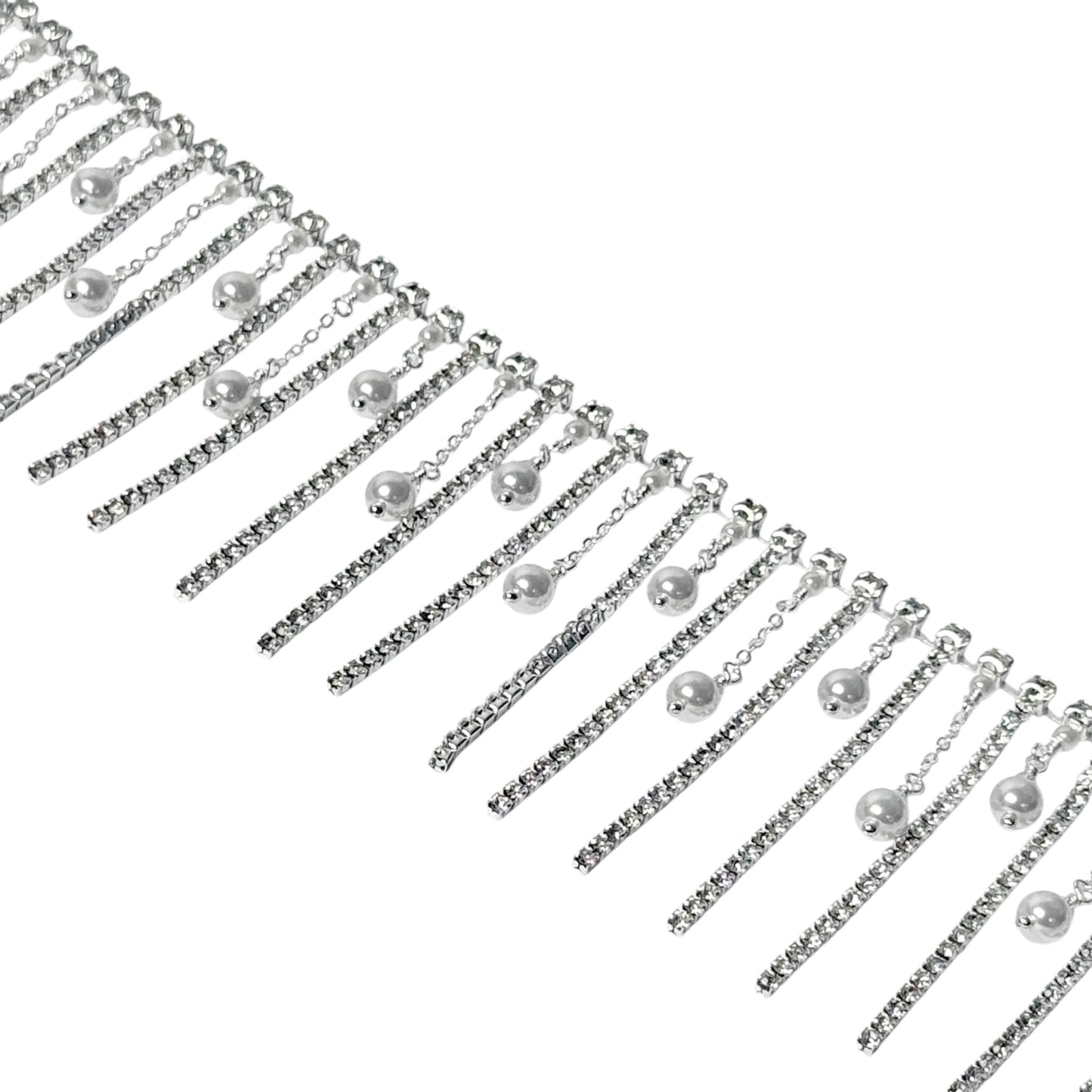 Rhinestone Pearl Fringe Trim by yard  C040-10Y