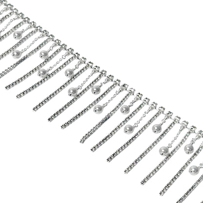 Rhinestone Pearl Fringe Trim by yard  C040-10Y