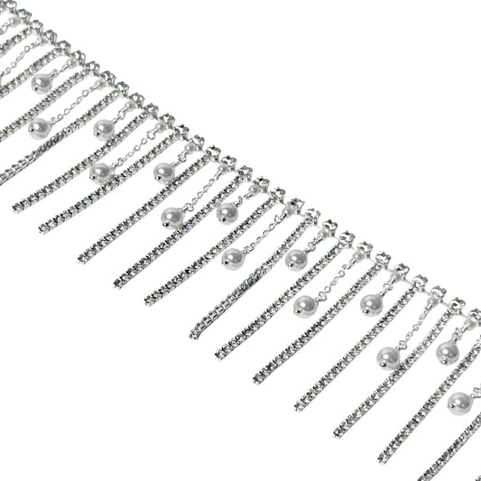 Rhinestone Pearl Fringe Trim by yard  C040-10Y