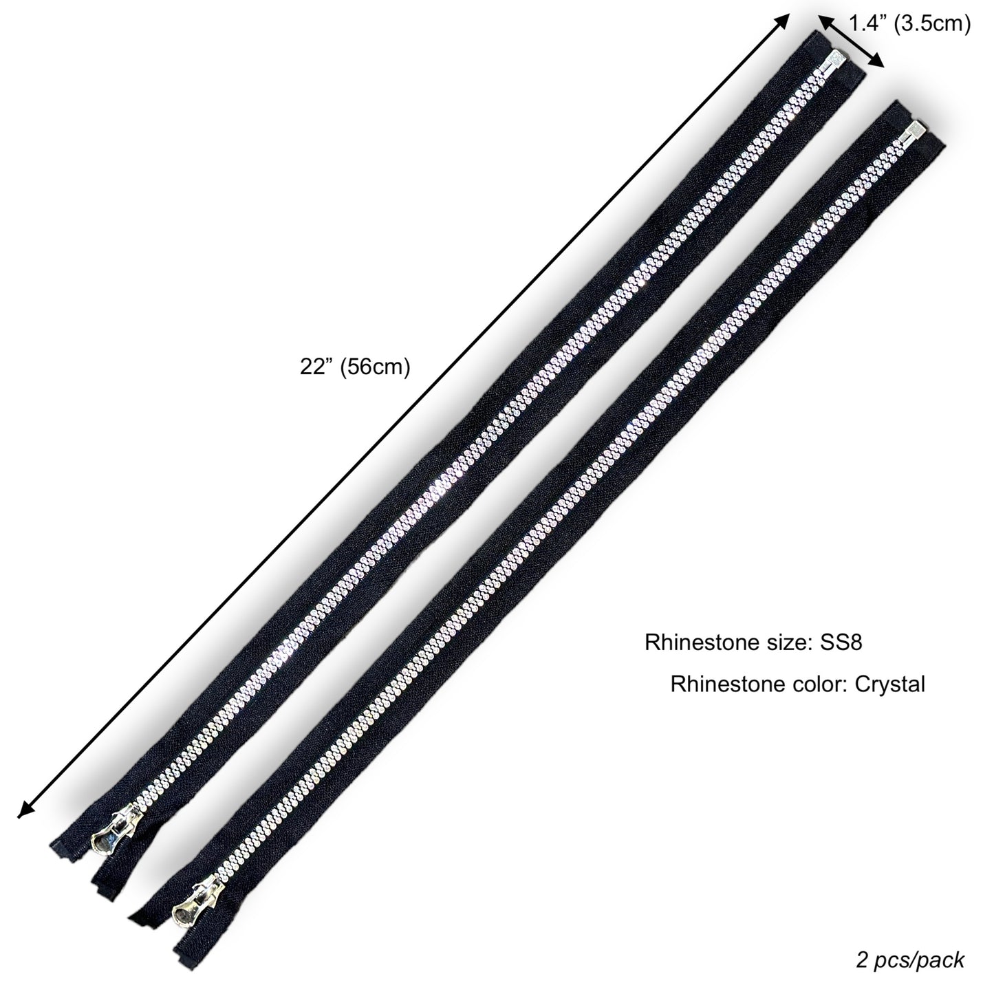 Rhinestone Zipper Circle 22 inch (56cm) 2 units/pack