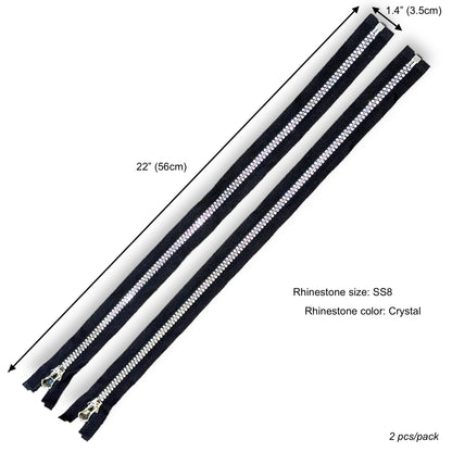 Rhinestone Zipper Circle 22 inch (56cm) 2 units/pack
