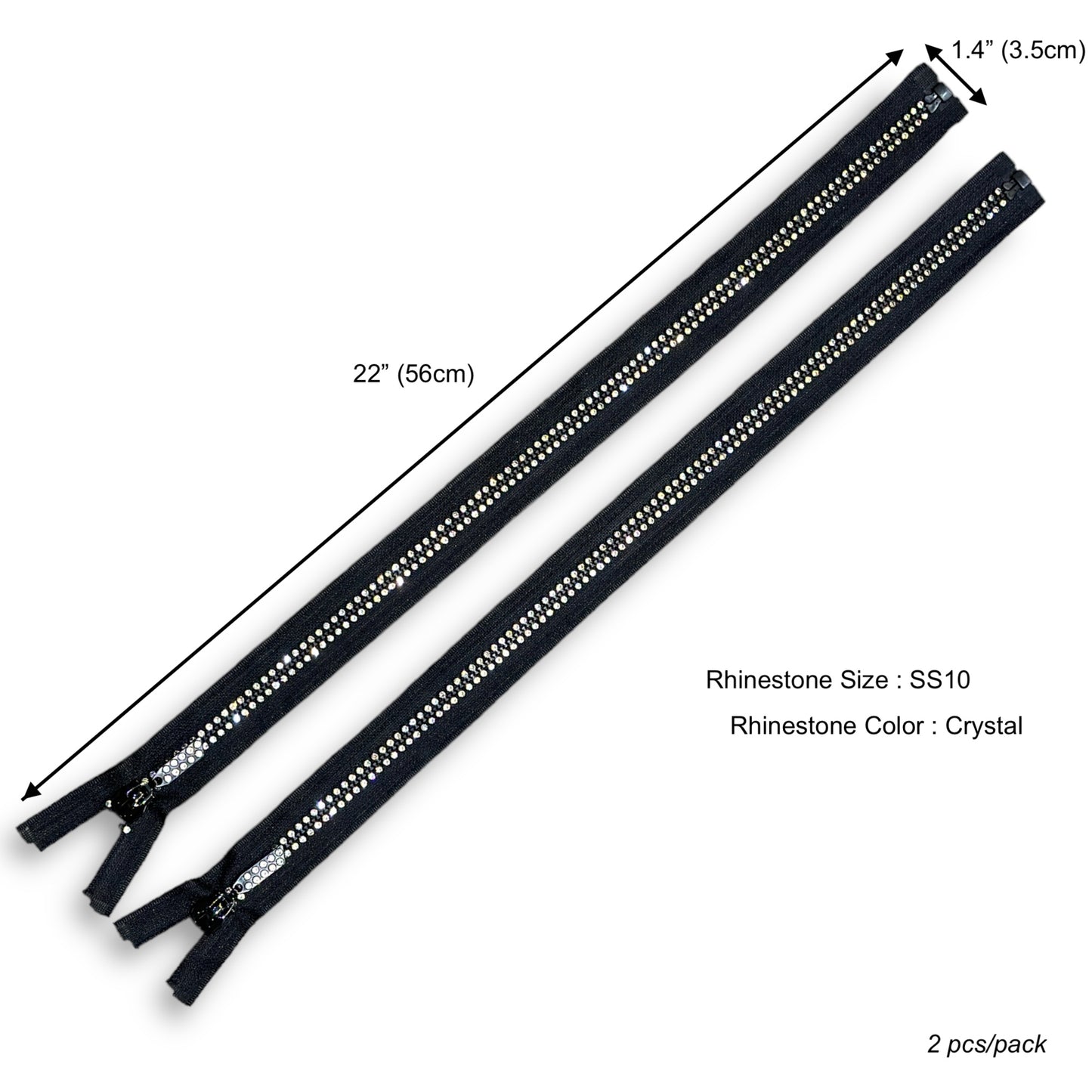 Rhinestone Zipper Circle 22 inch (56cm) SS10 1 units/pack