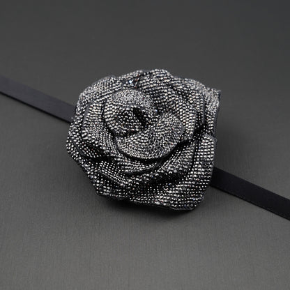 Rose Rhinestone Patch with ribbon- Belt-Chocker-Hair band- Shoe