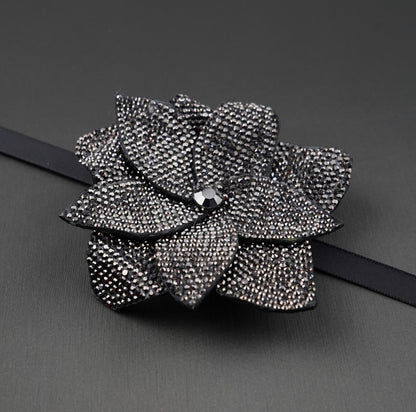 Rose Rhinestone Patch with ribbon- Belt-Chocker-Hair band- Shoe