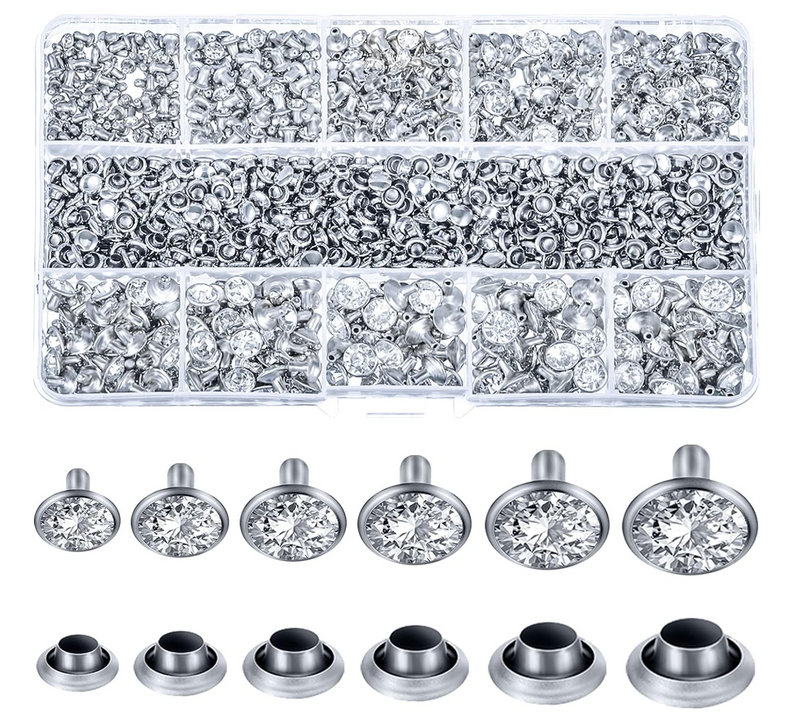 Rhinestone Rivet Silver Crystal