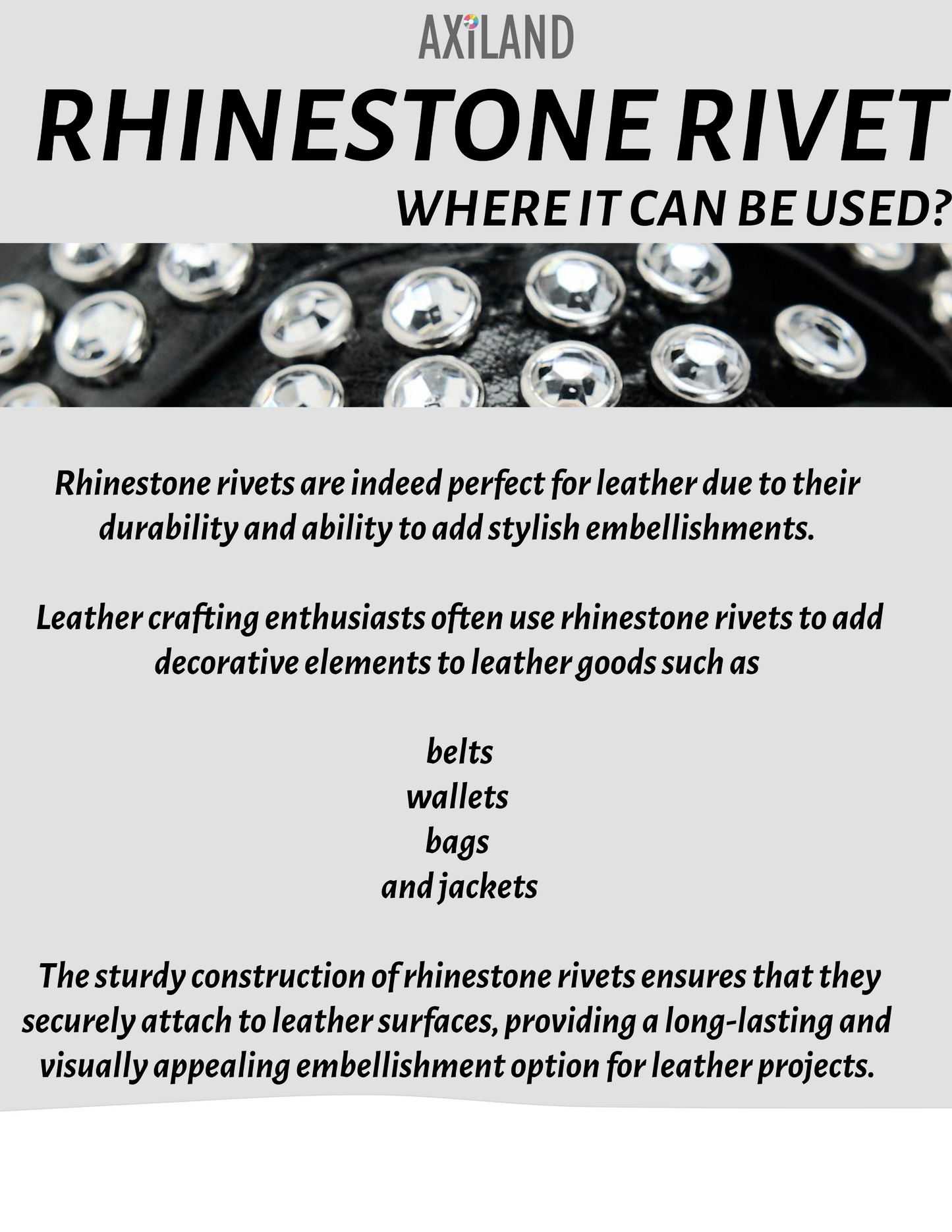 Rhinestone Rivet Silver Crystal