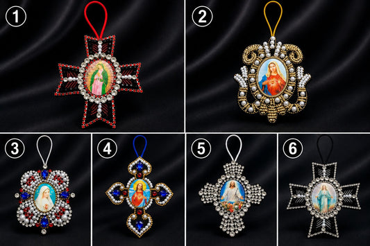 Handcrafted Religious Rearview Mirror Charm