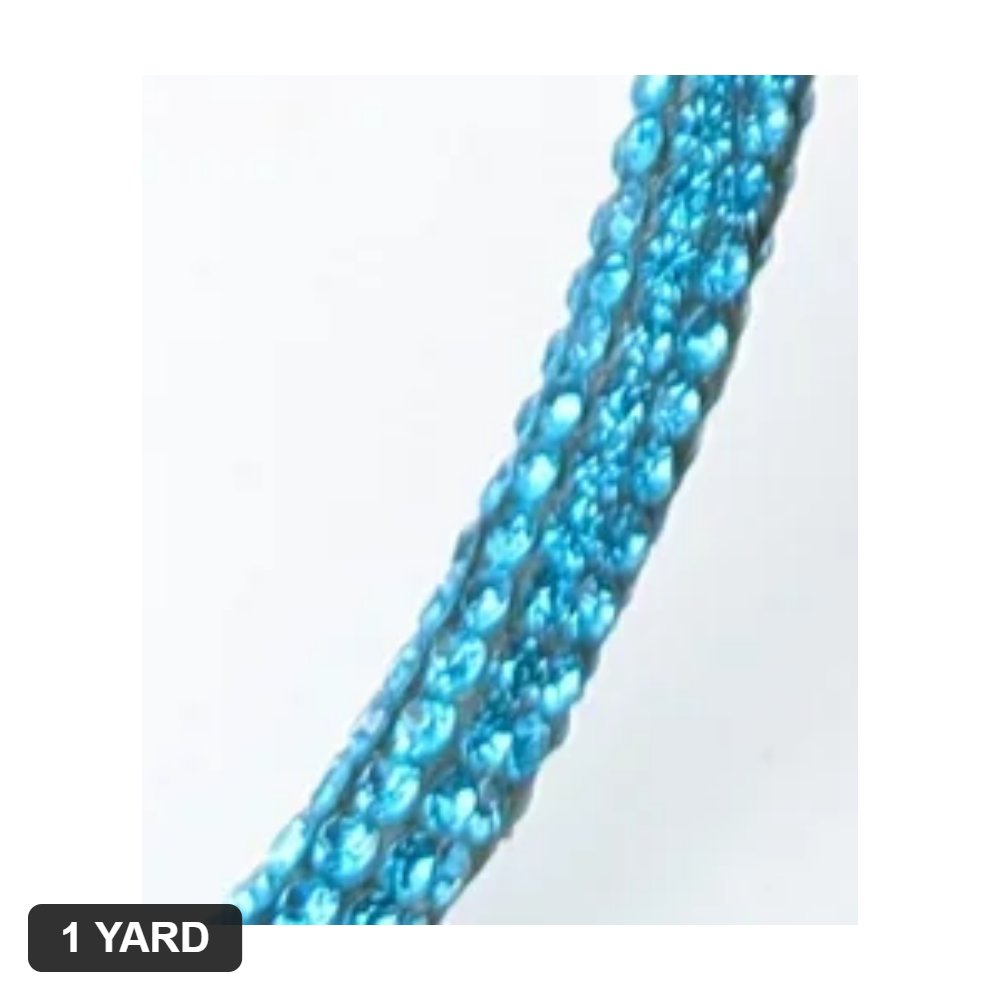 6MM Rhinestone Rope - Aquamarine - 1 Yard