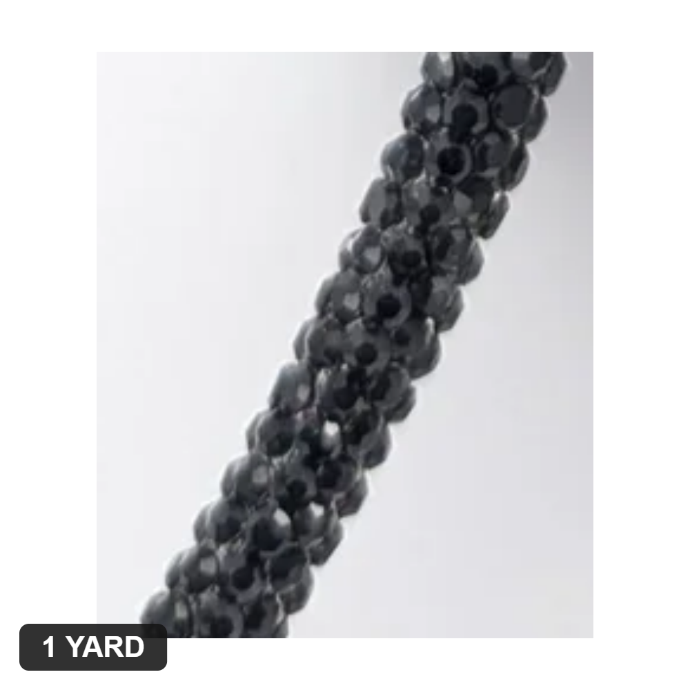 6MM Rhinestone Rope - Jet (Black) - 1 Yard