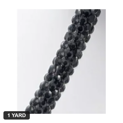 6MM Rhinestone Rope - Jet (Black) - 1 Yard