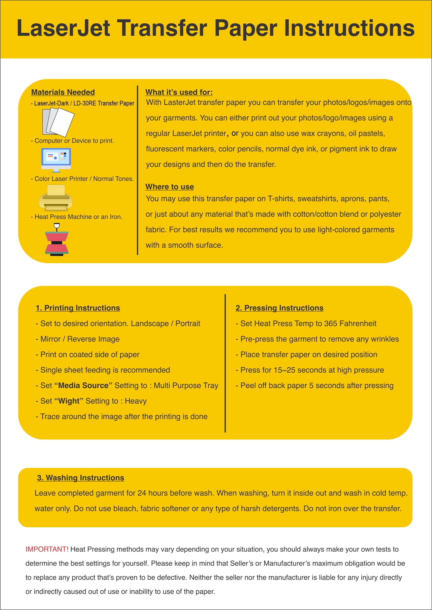 Transfer Paper / Laser Jet - Dark / LD-30RE /  300 Micron