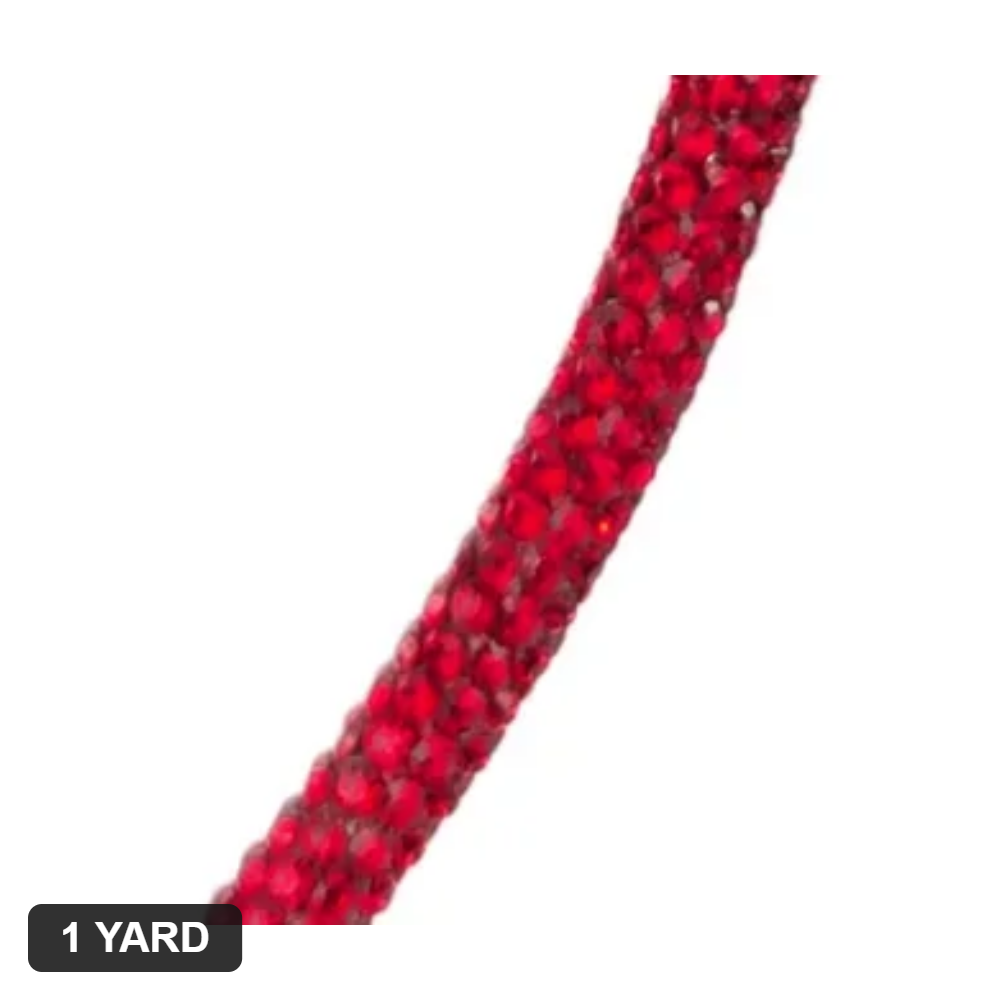 6MM Rhinestone Rope - Lt.Siam (Light Red) - 1 Yard