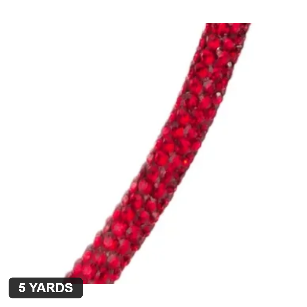 6MM Rhinestone Rope - Lt.Siam (Light Red) - 5 Yards