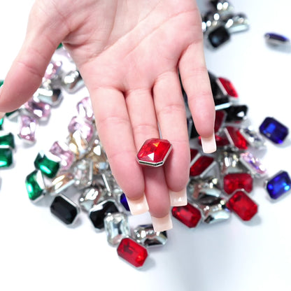 Rhinestone Rectangle Button 14.95mm x 19.92mm 204-01