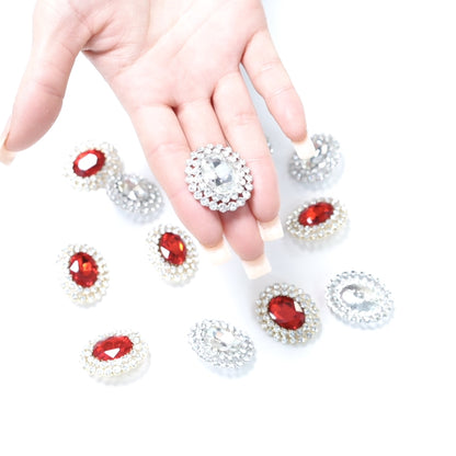 Rhinestone Oval Button 204-05