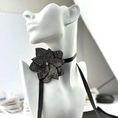 Rose Rhinestone Patch with ribbon- Belt-Chocker-Hair band- Shoe