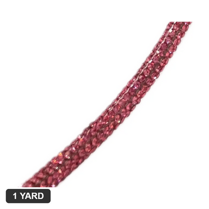 6MM Rhinestone Rope - Rose Pink - 1 Yard