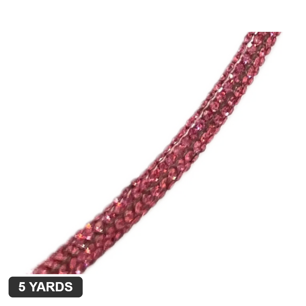 6MM Rhinestone Rope - Rose Pink - 5 Yards