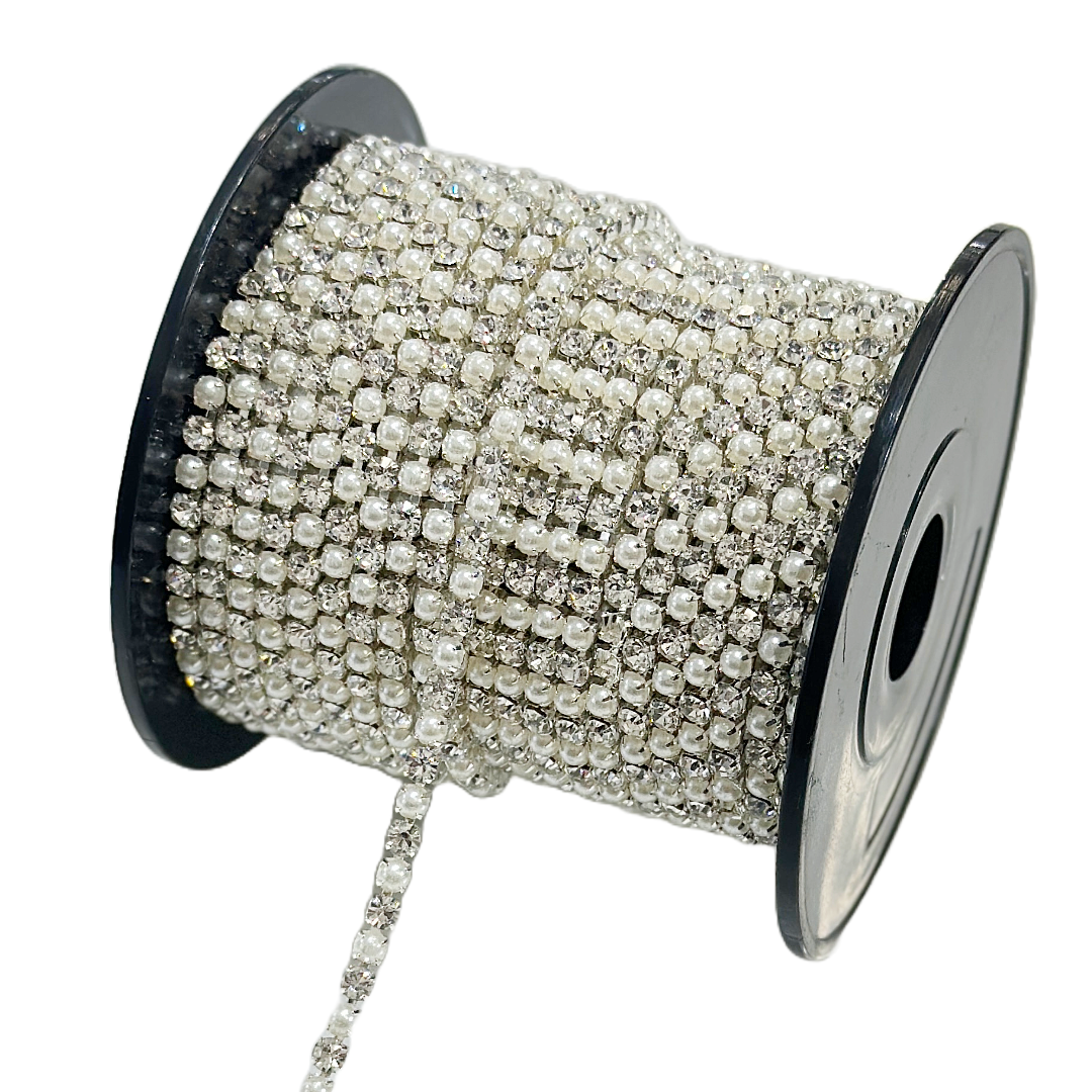 Single Line Pearl Rhinestone chain trim by yard – Axiland Rhinestone Depot