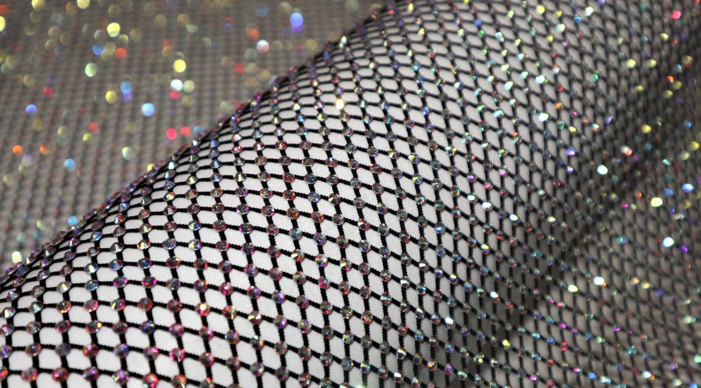 AF11-Strech Intense Rhinestone Fabric 30 cm x5 Meter / 11.8" x 196.8"
